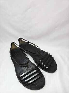 Crocs Isabella Strappy Jelly Sandals Womens 7 Black Slip On